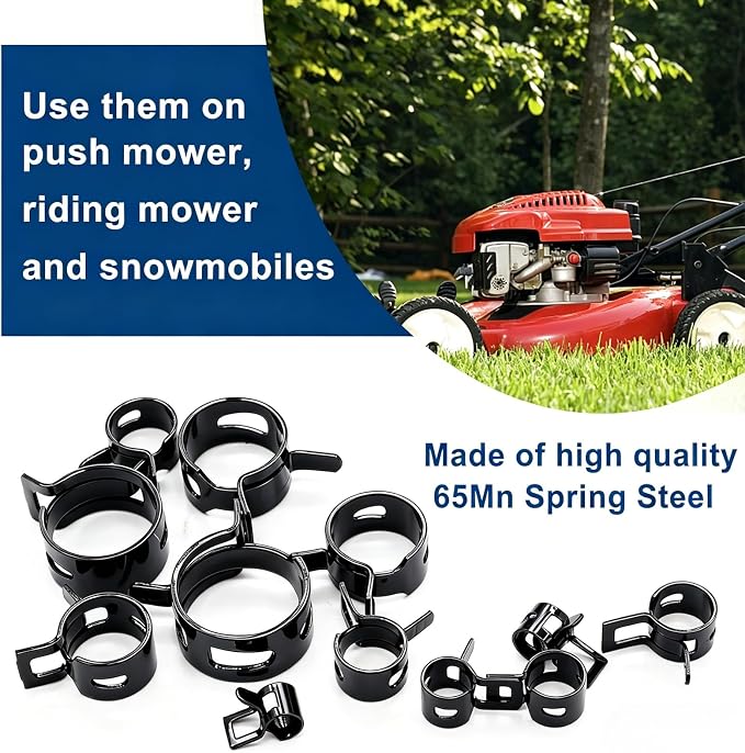 Tnisesm 80Pcs Spring Band Hose Clamps Assortment kits Silicone Vacuum Hose Pipe Clamp 7mm 9mm 10mm 11mm 14mm 15mm 16mm 18mm Low Pressure Air Clip Clamp(Black)