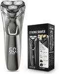Electric Shaver for Men Cordless: 𝐒𝐞𝐧𝐬𝐢𝐭𝐢𝐯𝐞 𝐒𝐤𝐢𝐧 𝐂𝐚𝐫𝐞, Rotary Shaver for Men - 𝟒𝐃 𝐅𝐥𝐞𝐱 𝐁𝐥𝐚𝐝𝐞𝐬, IPX6 Waterproof, USB Fast Charging, Pop-up Trimmer, Elegant Black