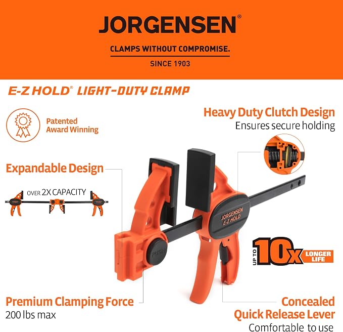 JORGENSEN E-Z Hold 2-Pack 6" 200LBS Light Duty Woodworking Bar Clamps