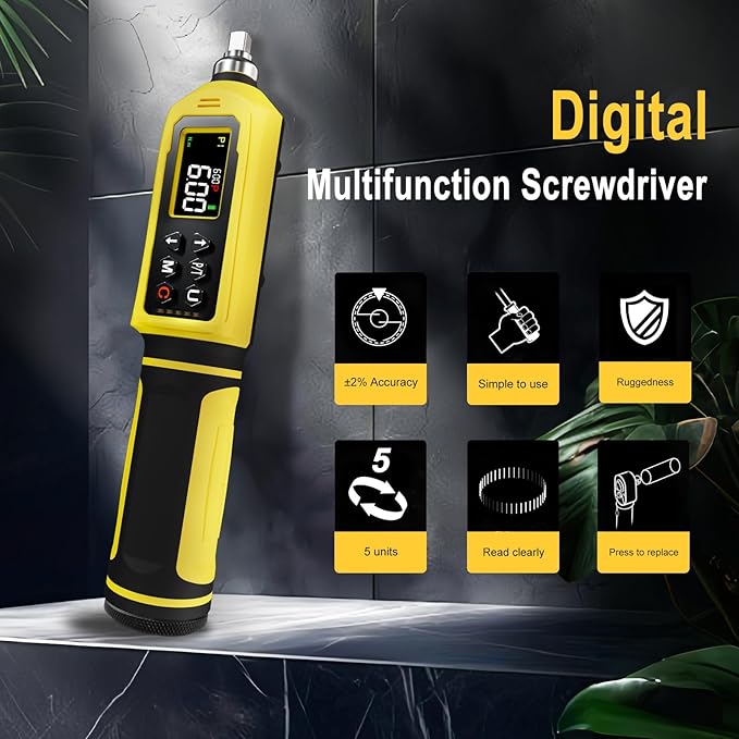 ATsafepro Digital Torque Screwdriver Set, 0.8-53.1 in-lbs/0.09-6 Nm, 45 PCS 1/4" Inch Pound Torque Wrench Screwdriver with Buzzer, LED Indicator, 9 Preset Modes, ±2% Accuracy for Precision Work