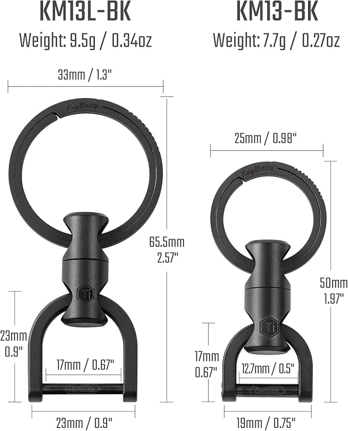 KeyUnity KM13 Swivel Keychain with D Ring Key Shackle, Titanium Rotatable Key Organizer