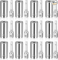 12 Pack Universal Socket, 7-19mm Adjustable Wrench with Power Drill Adapter, Self Adjusting Socket Fits Standard Metric Nuts Bolts Hooks Eye Screws for Auto Repair (Silver)
