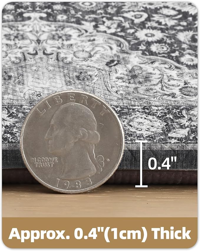 Color&Geometry Anti Fatigue Kitchen Mats for Floor 24x59, Vintage Decor, Easy Clean, Waterproof & Oil Proof, 0.4" Thick Cushioned, Non-Slip Kitchen Runner Rug for Sink, Laundry, Office, Grey