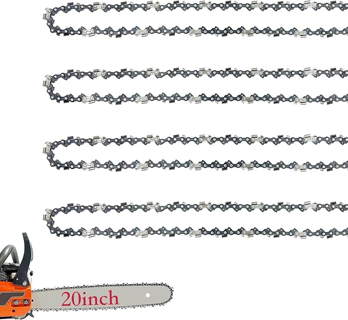 4 Pack 20 Inch Chainsaw Chain .325" Pitch .058" Gauge 76 Drive Links Fits for Blue Max 53543 8901 8902 52209, Oregon 21LPX076G, Stihl 36880050076, 25RM376E and More