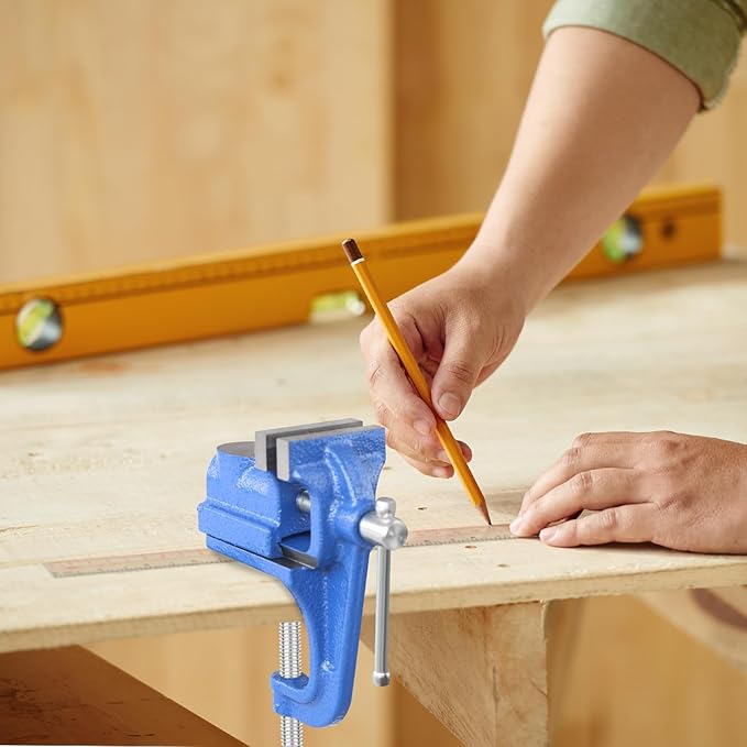 Mini Table Clamp, 2" blue, Small Bench Vise, Upgraded cast steel manufacturing Jewelers Hobby Clamps Craft Repair Tool Portable Work Bench Vise (Mini)