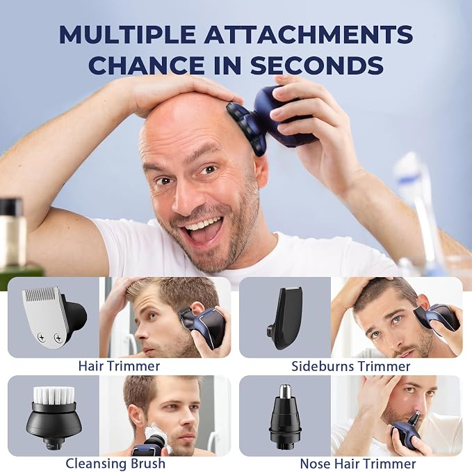 Head Shavers for Bald Men: 5-in-1 Electric Razor - Waterproof Wet Dry Shaving - Professional Grooming Kit for Balder - Rechargeable Head Shavers for Face/Beard Gifts for Father's Day