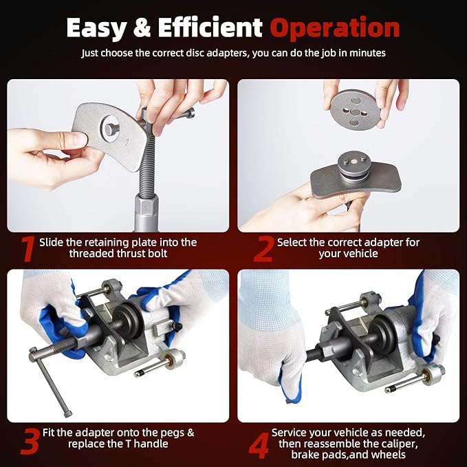 8MILELAKE Disc Brake Caliper Compressor Wind Back Tool 24pc Professional Caliper Tool Set
