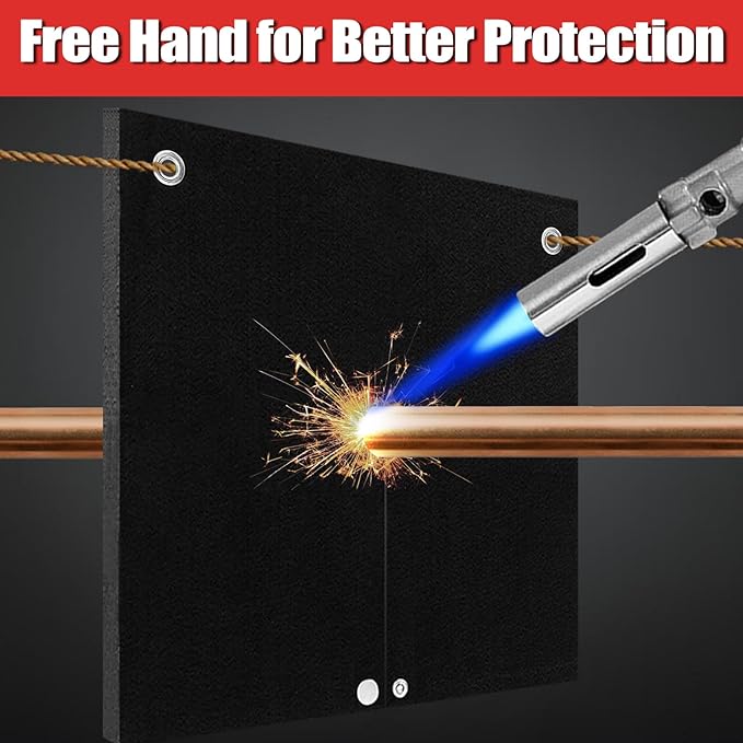 24x24x0.2in Welding Blanket Fireproof, 2 Packs 5mm Upgraded Thickened Heat Shield Mat, Brazing Heat Shield for Torch, Welding Pad for Plumbing, Solder Plumbers HVAC Torch Protector