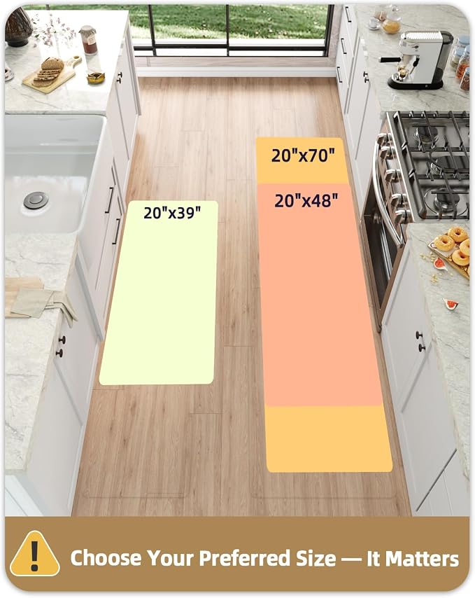 Color&Geometry 0.71" Extra Thick Anti Fatigue Cushion Kitchen Floor Mat,Easy Clean, Water & Oil Proof, Non Slip, Foam Padded Runner Rug for Front Sink,20"x 71" Grey (2.0 Version)