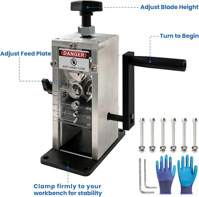 Manual Wire Stripper Machine, 0.06"-1.38" Wire Stripping Machine, Wire Stripping Tool for 1.5-35mm Scrap Wire Copper Wire Stripper Aluminum Alloy Frame Drill Powered Cable Stripper for DIY Cable