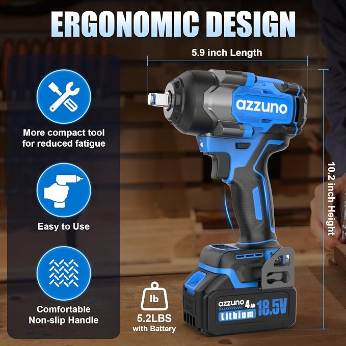 Electric Impact Wrench 737 Ft-lbs(1000N.m) 1/2'' Brushless Cordless Impact Driver with Fast Charger and 2x4.0Ah Battery Powered Impact Wrench Charger & 4 CR-V Sockets for Home Car Truck Tires