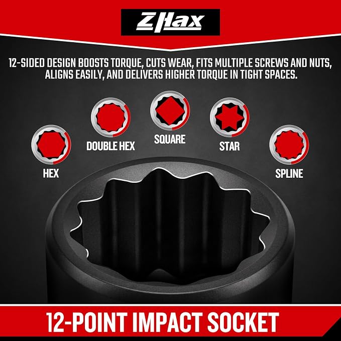 ZHAX 3/8 Inch Drive 12 Point Impact Socket Set, 74 PCS Standard SAE(5/16"- 3/4") & Metric(8-22mm) With Color Ring, Deep & Shallow, 72T Wrench Ratchet Tool Kit,Cr-V With Heavy Duty Storage Case