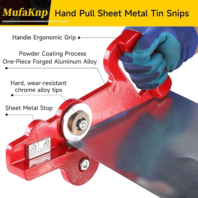 Sheet Metal Cutter Hand Pull Tin Snips Portable Manual Cutting Nippers Double Wheels Scissors Handheld Shears Panel Slitter Tools