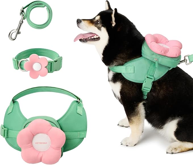 VETRESKA Flora Dog Harness, Leash and Collar Set, No Pull Vest Harness, XS | for Walking and Training, Adjustable, Easy Control and Soft Padded Pet Harness and Backpack for Small Medium Large Dogs