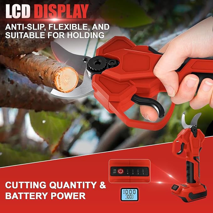 Pole Pruning Shears Compatible with Milwaukee 18V Battery(No Battery), Brushless Cordless Pruners with 8 Ft Extension Pole, 1.3" Cutting Diameter, SK5 Blade, LCD Display