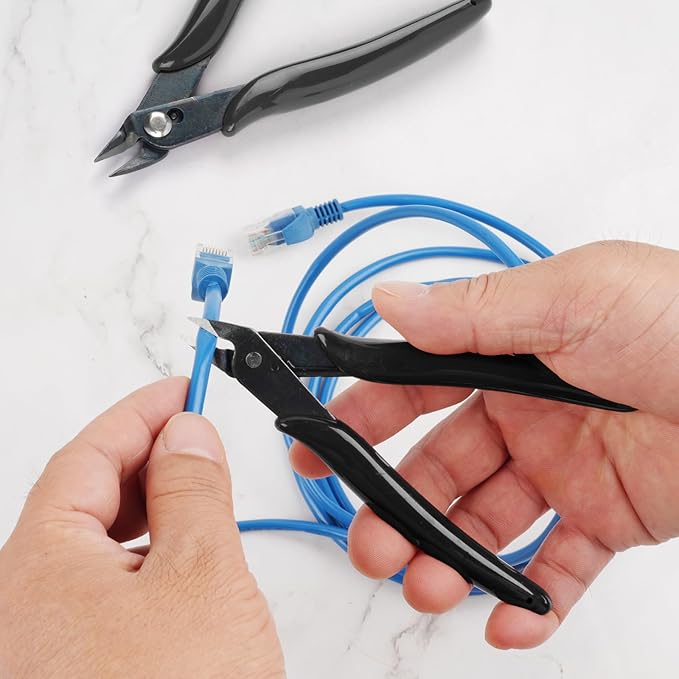 2 Pack Micro Wire Cutters, 5 Inches Flush Cutters Pliers, Diagonal Side Cutters Nippers, Zip Tie Sprue Cutter for Electronics, Plastic Models, Jewelry (Black)