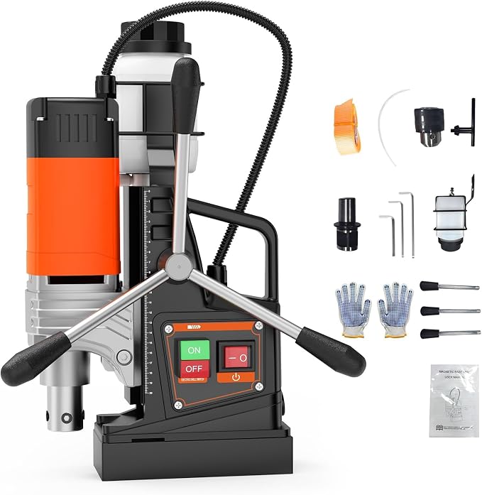 Mag Drill Press, 1750W 2 in Boring Diameter, 2922lbf Power Magnetic Drill, 810 RPM Portable Electric Drilling Machine for Metal Surface, Industrial & Home Improvement