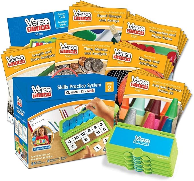 hand2mind VersaTiles Math Classroom Set, an Independent Self-Checking & Skill Practicing System (Grade 2), Aligned to State and National Standards: Industrial & Scientific