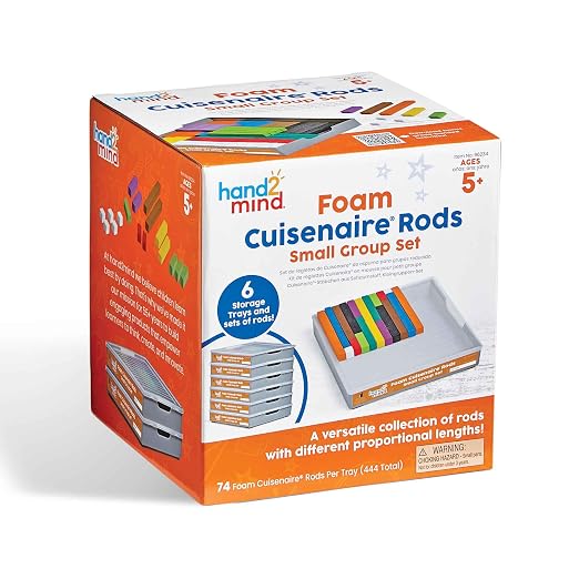 hand2mind Foam Cuisenaire Rods Small Group Set, Teaching Fraction Bars, Montessori Math Manipulatives, Math Teacher Must Haves Elementary, Kindergarten Homeschool Supplies (6 Sets of 74)