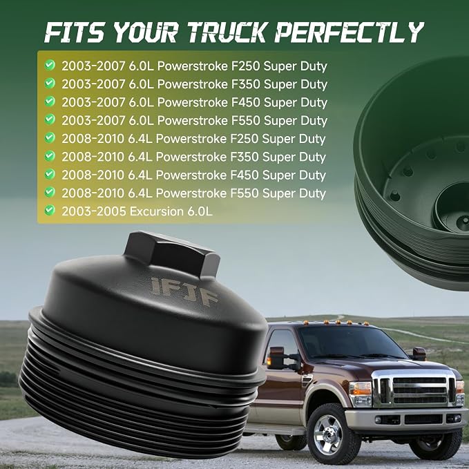 iFJF EC781 Oil Filter Plastic Cap Replacement for Ford 6.0L Powerstroke | for F250-F550 6.4L, Seamless Seamless-System Integration, 3K-5K Mile Routine Maintenance Ready, Fast Back-on-the-Road Setup