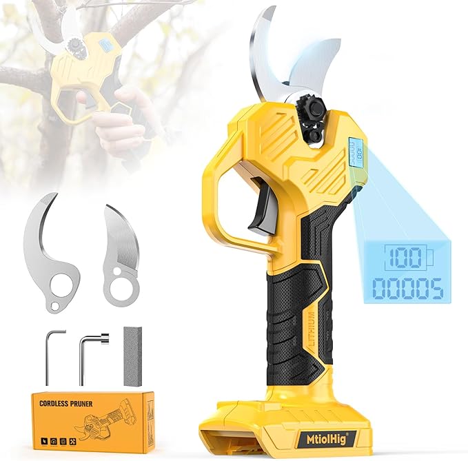 MtiolHig Electric Pruning Shears Compatible with DeWALT 20V – 26000RPM Cordless Garden Pruner,0.8-2 inch Max Cutting Diameter PVC Cutter Tree Trimmer with LCD Display & SK7 Blades(Tool Only)