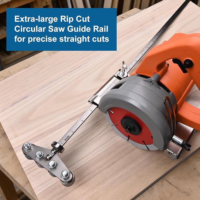 16" Positioning Calipers for Circular Saw, Rip Cut Circular Saw Guide Rail, Adjustable Circular Saw Roller Guide for Circular Saw Precise Measurements & Easy Wood Cutting (Stainless Steel)