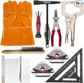 VASTOOLS MIG Welding Tools,10pc,Chipping Hammer,Leather Welding Gloves,Speed Square,Welding Clamp,Soapstone Holder,Welding Magnet,Welpers Pliers,MIG Nozzle Reamer,Wire Brush