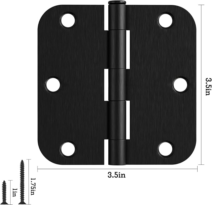 3 Pack 3 1/2 Inch Door Hinges Oil Rubbed Bronze 3.5 Inch Black Interior Hinge for Doors 5/8 Radius Corners 3 ½" Hardware Controls Heavy Duty Iron Flat Home House Decor Accessories EssentialsKit