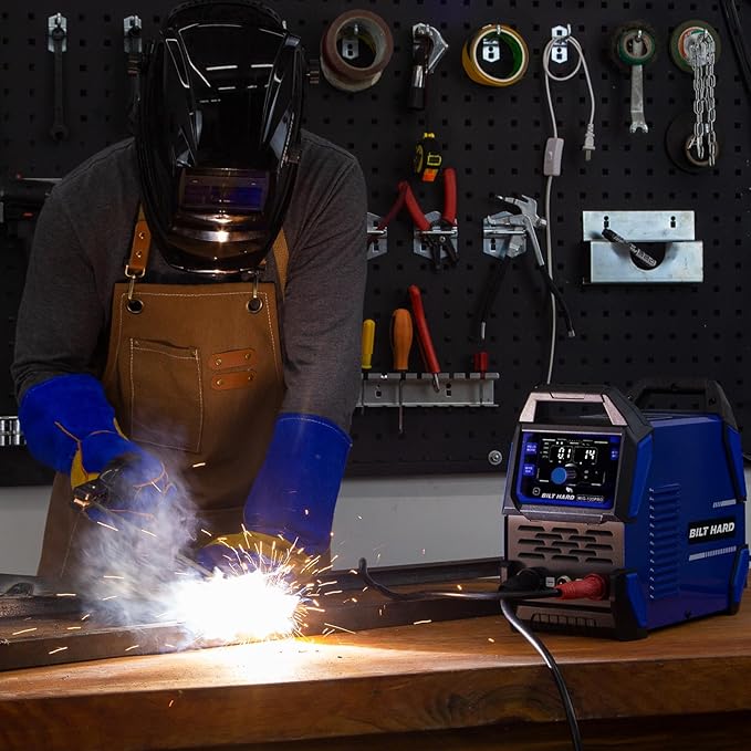 BILT HARD 135A 3-in-1 IGBT Inverter Welder, 110V Flux Core MIG/Lift TIG/Stick Welding Machine with Synergic Control, LED Display, 2T/4T/SPOT Modes & Full Kit (Solar Helmet, Gloves)