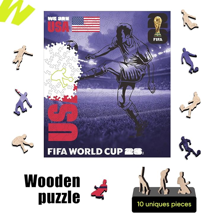 FIFA 2026 Trophy Series - Wooden Puzzle for Adult, 5MM Thick, Creative Collectible Gift for Fans, Officially Licensed Product (WA USA-200, 200Pcs)