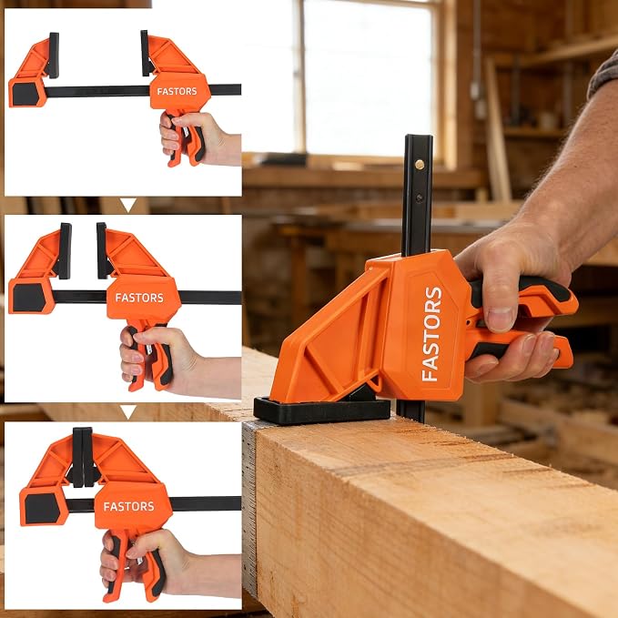 4-Pack 24 Inch Bar Clamps Set,Woodworking Clamps Heavy Duty 350LBS Throat Depth 3-1/3”,Quick Grip/Spreader One-Handed Wood Clamp with Quickly Change Button
