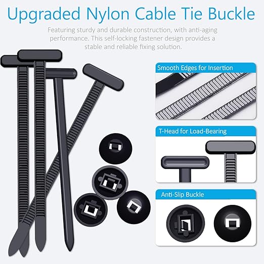 150 PCS Upgrade Cable Tie Buckle Nylon Universal Heavy Duty Self Lock, Car Zipper Clip, Super Durable Button Zipper Retainer for Car Repair Office, Workshop and Shelves (150Pcs)