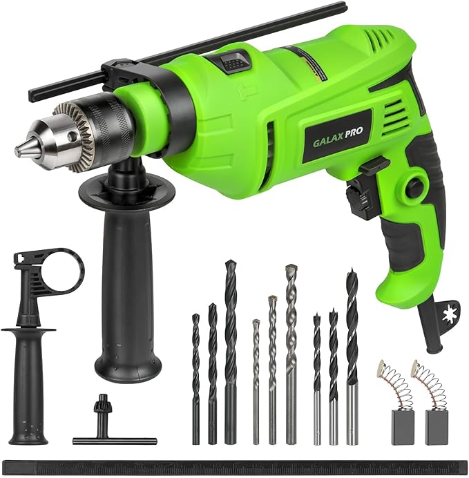 GALAX PRO 7Amp 850W 2-in-1 Hammer Drill, 0-3000 RPM, 13 mm Metal Chuck, 360° Adjustable Auxiliary Handle, Comes with 13 Accessories, Suitable for Concrete, Metal, and Wood