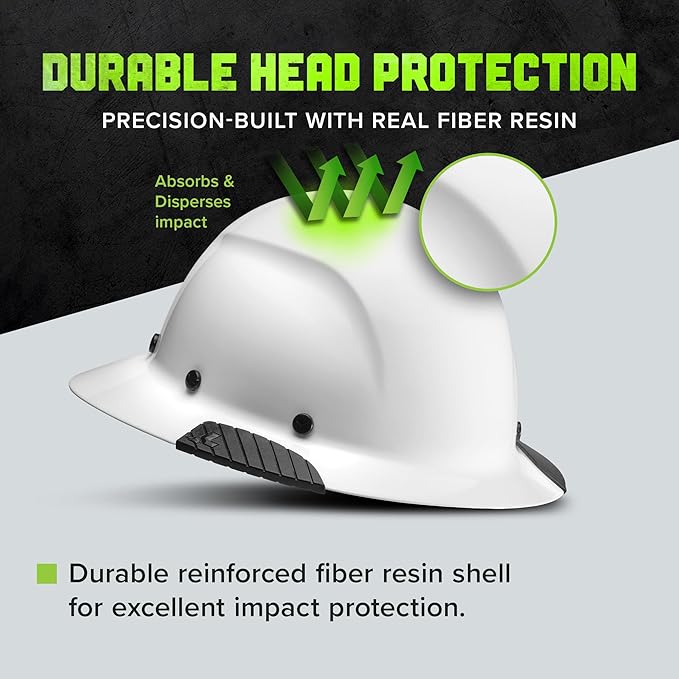 LIFT SAFETY Dax Fiber Resin Full Brim Safety Helmet/Hard Hat | 6 Point Suspension for Comfort & Impact Protection