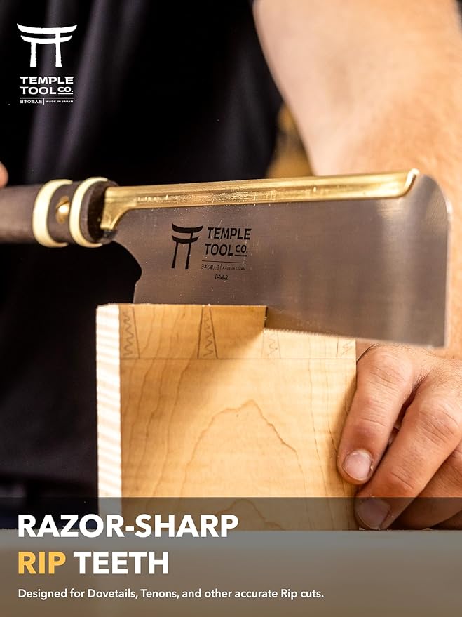 Temple Tool Co. Japanese Pull Saw - Rip-Cut 9.5 - Hand Saw for Dovetails, Tenons, Fine Joinery