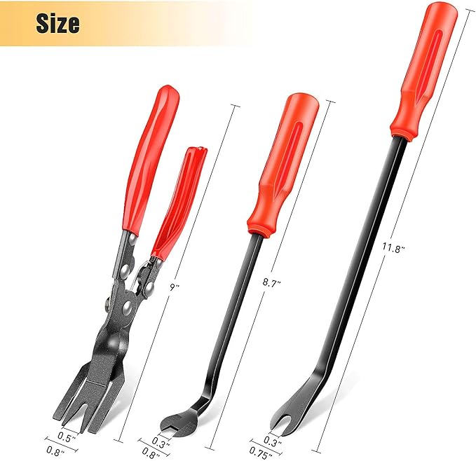 GOOACC 3 Pcs Clip Pliers Set & Fastener Remover - Auto Upholstery Combo Repair Kit with Storage Bag for Car Car Panel Dashboard