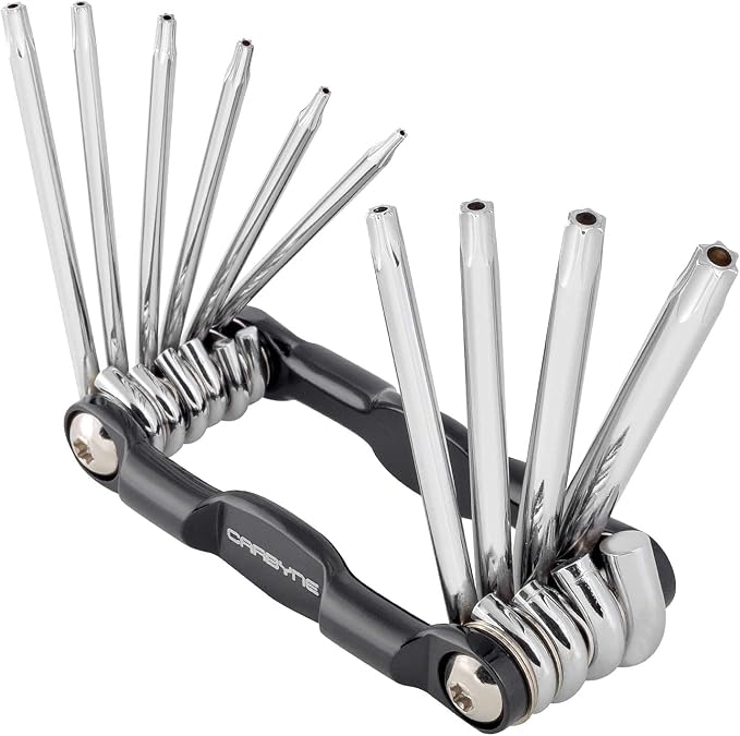 Carbyne Folding Tamper Proof Torx Wrench Set, 10-Piece, T6 to T30 | Heat Treated S2 Steel, Security Tips