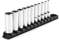 TEKTON 1/4 Inch Drive 12-Point Socket Set, 11-Piece | SHD90107 | (5/32 - 9/16 in.), Deep, Socket Rail