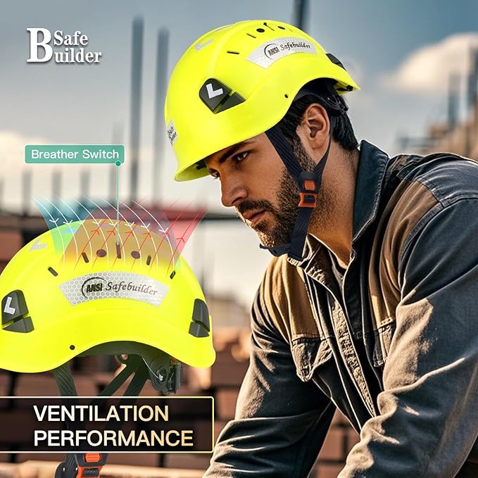 Construction Safety Helmet ABS Hard Hat Adjustable Ventilation System Hardhats Industrial Work Head Protection for Men Certified ANSI/ISEA Z89.1