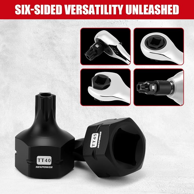 MIXPOWER 13-Piece 3/8" Drive Stubby Impact Torx Bit Socket Set,TT10-TT70, S2 Steel Air Drive Low Profile Socket Set,Impact Grade,Anti-Roll Design