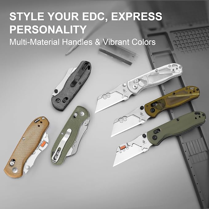 Kizer Uti Bear(New Dual-screw Version) Folding Utility Knife, Clutch Lock Box Cutter EDC Pocket knife with 5PCS Razor Blades, Pocket Knives with Pocket Clip for Men Women V3619JA3