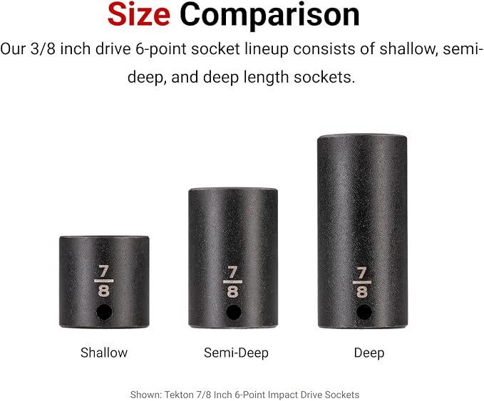TEKTON 3/8 Inch Drive Impact Socket Set, 57-Piece | SID91121 | (6 - 24 mm), Shallow, Semi-Deep, and Deep, 6-Point, Socket Rail