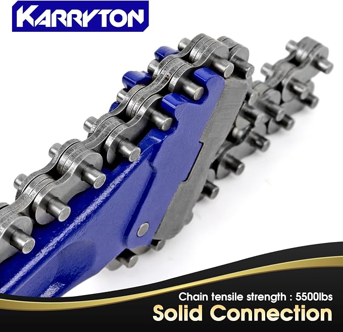 14" Chain Pipe Wrench 2" - 5" Pipe Diameters, 18.5" Chain Length Max Breaking Load 5500Lbs, Heavy Duty Plumbing Tool for Pipe Installation, Oil Fields Operations and Maintenance