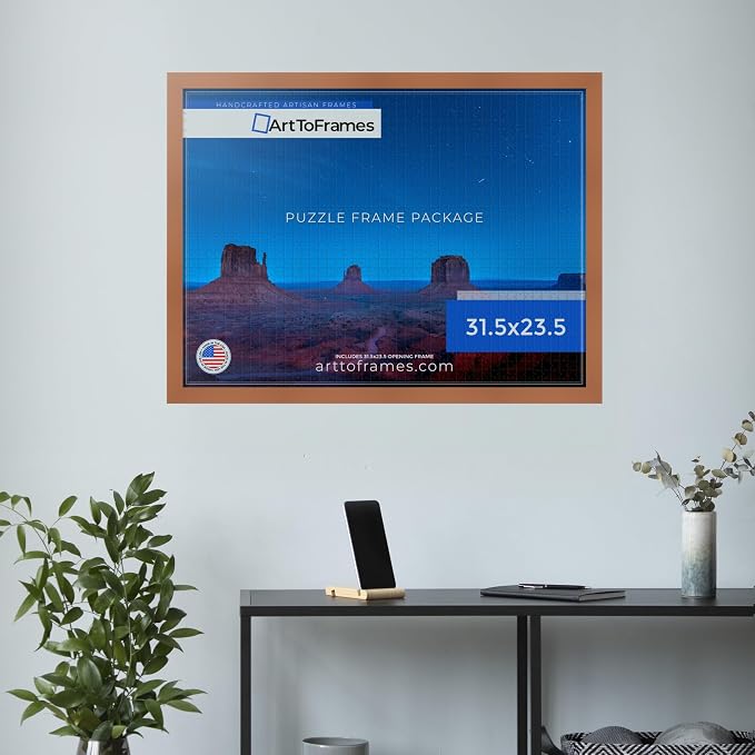ArtToFrames Puzzle Frame for Buffalo Games 1500 Piece Jigsaw Puzzles, 31.5x23.5 Inch (80x60 cm), Burnt Umber Engineered Wood with Economy Acrylic, Ready to Hang Puzzle Display