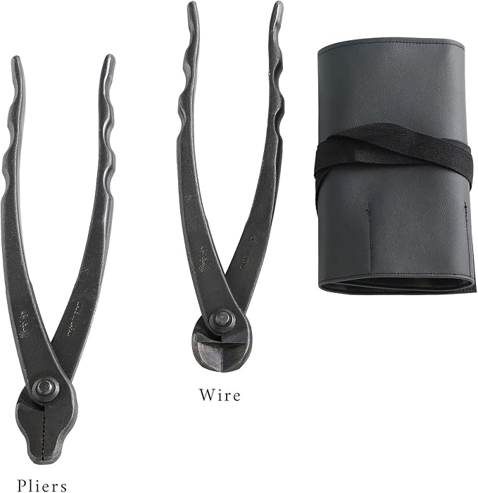 Wazakura Made in Japan 5 PCS Bonsai Cutter Tools Set with Roll Bag: Concave Branch Cutter, Knob Cutter, Jin Plier, Wire Cutter, Root Cutter. Bonsai Tool Kit - 5PCS Bonsai Cutter Set with Case
