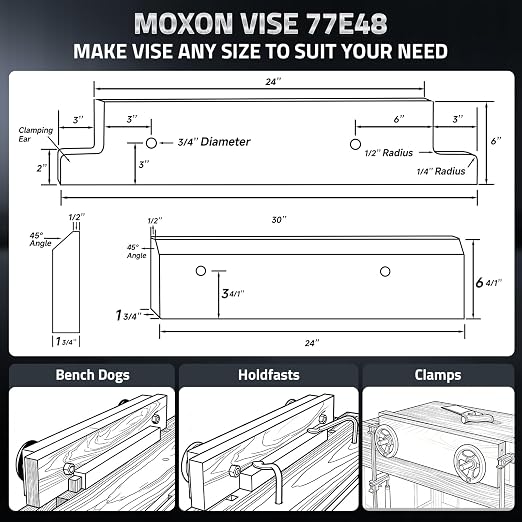 Mnoxo Vise Hardware Kit with Acme Threaded Rod System Precise Processing