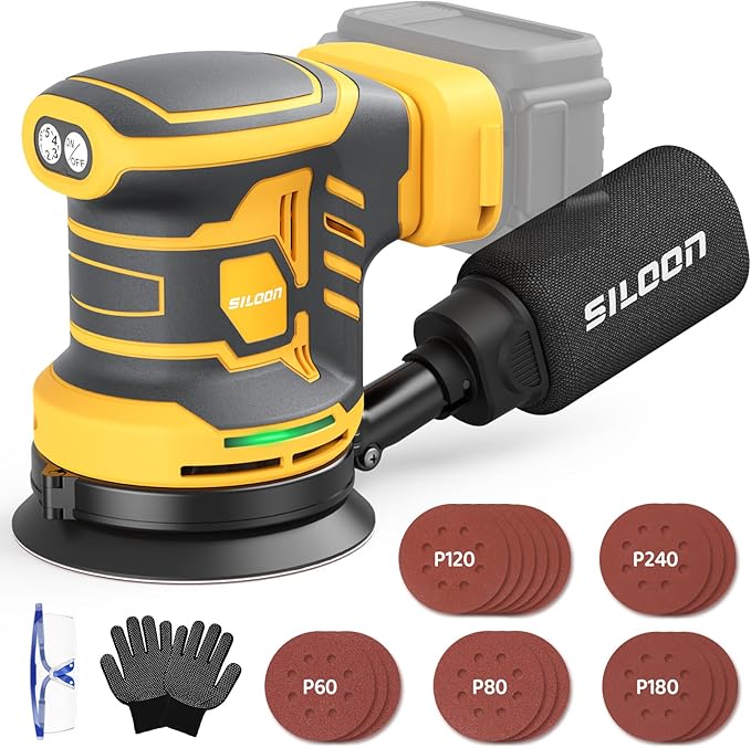 Cordless Random Orbital Sander Compatible for Dew 20V Max, 5-Inch Brushless Orbit Sander with 19000 RPM 6 Variable Speed, Electric Hand Sander With Dust Collector for Woodworking Sanding (No Battery)