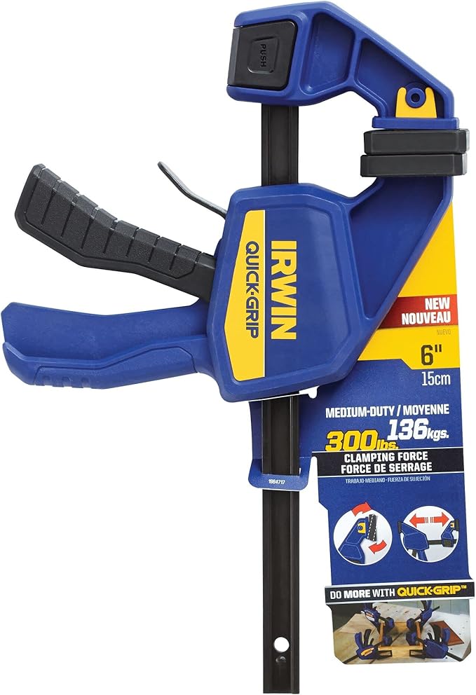 IRWIN QUICK-GRIP Bar Clamp, One-Handed, Medium-Duty, 6-Inch (1964717), Blue