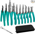 C&T 11-Piece Jewelry Plier Sets,Jewelry Making Tools Kit, Micro Jewelry Pliers Set, Stainless Steel Tweezers with Storage Pouch, Pliers set for Jewelry Making Supplies