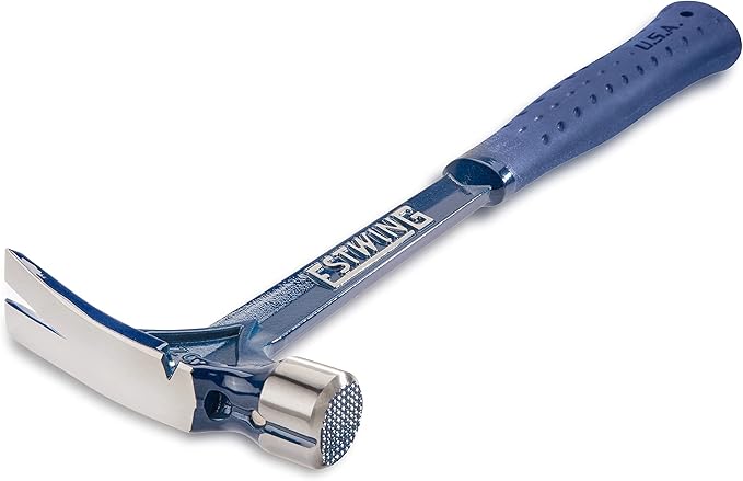 ESTWING Ultra Series Hammer - 19 oz USA Made Rip Claw Framing Hammer with Milled Face & Shock Reduction Grip - E6-19SM